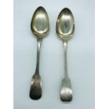 Two silver Georgian spoons, hallmarked.
