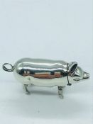 A Silver Vesta in the form of a Pig (Import mark on tail, maker CME
