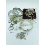A large selection of silver jewellery to include necklaces, rings, bracelets