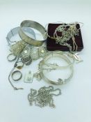 A large selection of silver jewellery to include necklaces, rings, bracelets