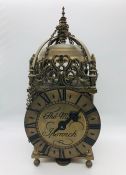 A Thomas Moore of Ipswich Lantern clock in brass.