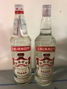 Two litre bottles of Smirnoff vodka