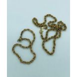 A 9ct yellow gold rope style necklace and bracelet (11.5g)