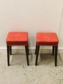 Pair of red fabric upholstered stools ( H 50CM)