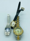 Three Ladies dress watches Timex, Seiko, and Innovative Time.