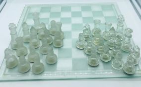 A glass chess set.