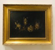 Small framed painting of Four cats