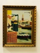 Framed painting oil/acrylic on canvas of a Venetian scene