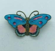 A Norwegian sterling silver and enamel butterfly brooch.