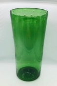A Tall green vase with bubble detail (36cm H)