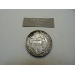 A silver German 1927 5 Reichsmark coin, AEF, 25g, Eagle on Shield with Sailing Ship to reverse.