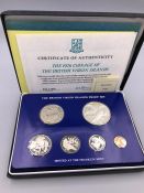 A British Virgin Islands Proof Set 1976 various denominations and some silver