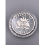 A 1994 Barbados One Dollar silver proof coin