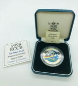 A 1998 ECCB $10 Silver proof Montserrat Volvano Appeal Fund Royal Mint coin