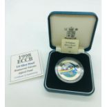 A 1998 ECCB $10 Silver proof Montserrat Volvano Appeal Fund Royal Mint coin