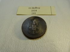 A 16 Skilling 1814 coin from Denmark (VF)