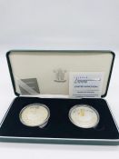 A 2000 United Kingdom Millennium £5 silver proof coin set 1999/2000 in box.