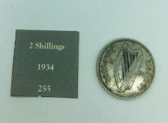 An Irish 1934 2 Shillings silver AVF