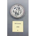 A Turks and Caicos 1992 Twenty Crowns Silver proof coin