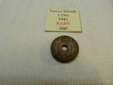 A Rare Faeroe Islands 1941 coin 1 Ore coin (AUNC) from Denmark