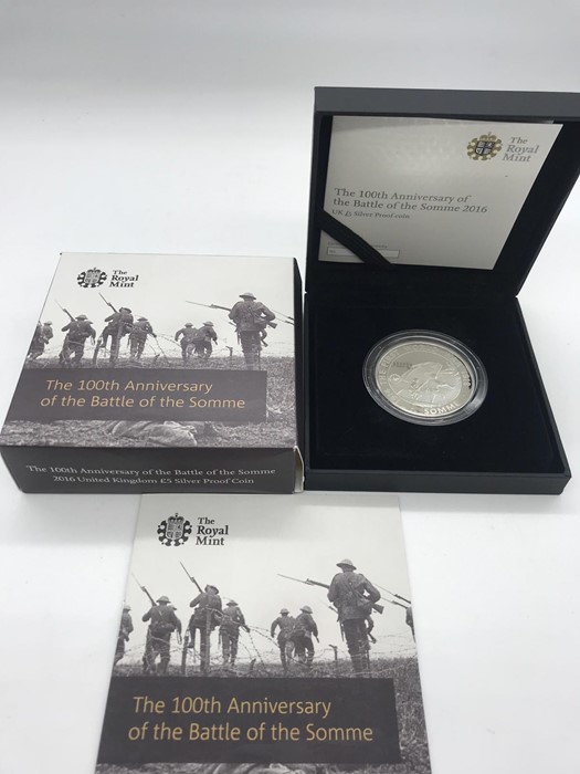 The 100th Anniversary of the Battle of the Somme 2016 UK £5 silver proof coin in original box and