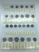 A range of fifty two different coins from Kuwait, across various years, denominations and