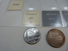 A large selection of 160 various Brazilian coins, labelled and catalogued