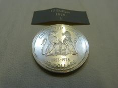 A Cook Islands Ten dollar silver proof coin 28.1g 1978.