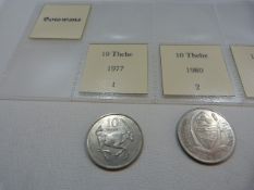 A selection of nineteen coins from Botswana, various denominations from 1976 onwards