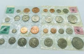 Four sets of sealed New Zealand Uncirculated coins, year sets 1965 x 2 and 1967 x 2