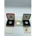 Three silver proof one pound coins 1988, 1995 and 1997.