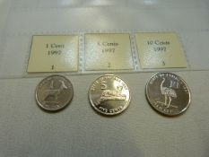 A selection of five 1997 coins from Eritrea 1 Cent, 5 Cents,10 Cents, 25 Cents, 100 Cents