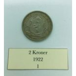 A 2 Kroner 1922 coin