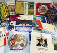 Nineteen sets of Brilliant Uncirculated United Kingdom Coin sets from 1983 - 2000, including a