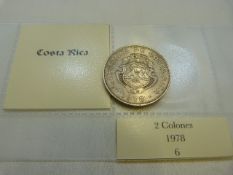 A selection of thirteen coins from Costa Rica from 1918 - 2008