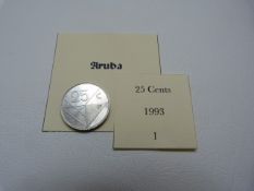 An Aruba 25 cents coin 1993