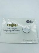 The Royal Mint The Longest Reigning Monarch 2015 UK £20 Fine Silver Coin Treasure for Life