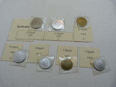 A selection of seven coins from Azerbaijan to include 50 Qapik, 50 Qapik, 20 Qapik, 20 Qapik, 10