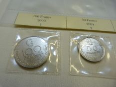 A selection of six coins from Comoros from 1964 100 Francs, 50 Francs,25 Francs, 10 Francs, 5