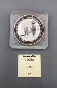 An Australian 1999 One Dollar silver proof coin