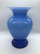 A Copenhagen ombre style blue glass vase ( H28cm X W17cm)