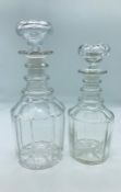 Two Georgian three ring decanters.