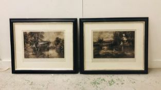 Two Framed prints 'Hay time by the River' and Crossing the Ford' 88cm x 74cm