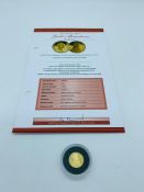 2005 Vice-Admiral Lord Horatio Nelson gold coin with certificate 24ct.