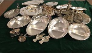 A selection of silver plated items