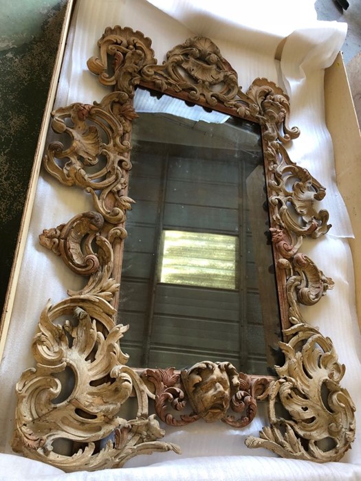 A Stripped Lime and Pine Mirror. A modern rectangular plate within an elaborate pierced foliate - Image 7 of 10