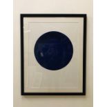 Large framed Contemporary abstract style blue circle print