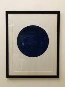 Large framed Contemporary abstract style blue circle print