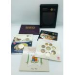 A selection of collectable coin sets to include 1986 and 1987 Brilliant uncirculated coin