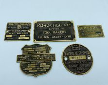 A selection of brass plaques.